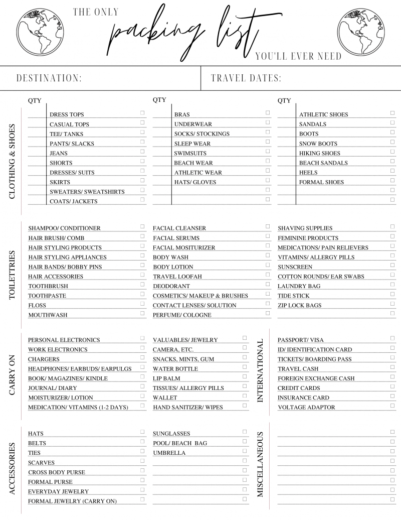 Organize Your Life The Only Packing List You'll Ever Need La.Rue